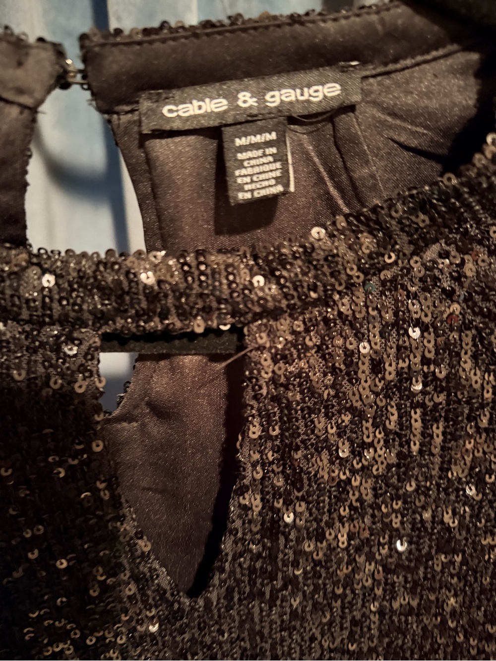 Cable & Gauge Black Sequin Long-Sleeve Top - Picture 2 of 4